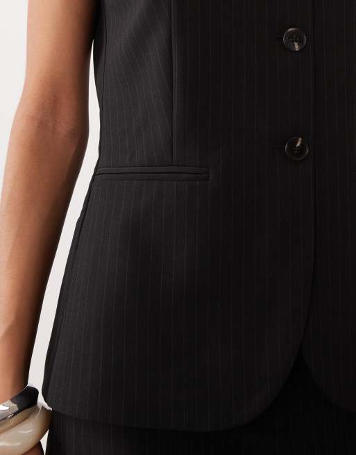 Mango - Koksgråt skræddersyet ærmeløst jumpsuit med nålestriber, 4 af 4