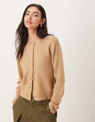 Mango - Kompakte Strickjacke in Braun-Brown