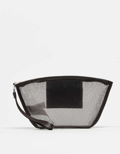 Mango – Kosmetiktasche aus Netzstoff in Braun - view 1