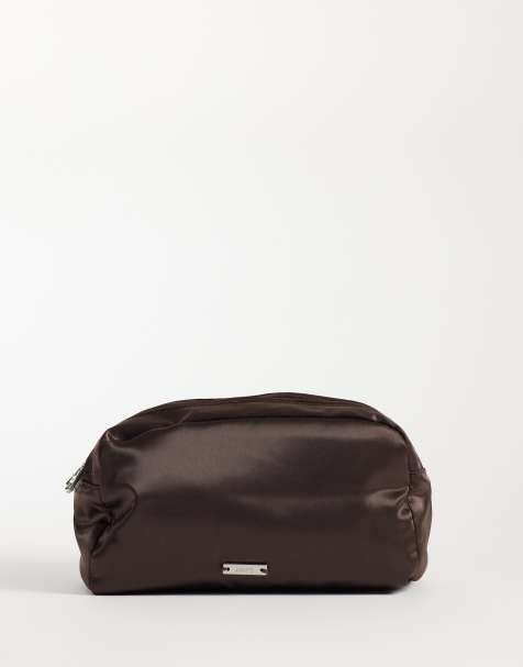 Mango Kosmetiktasche aus Satin mit Fächern in Braun - view 1