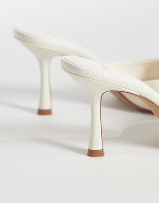 Mango – Kremowe klapki na obcasie z imitacji skóry, 2 z 4