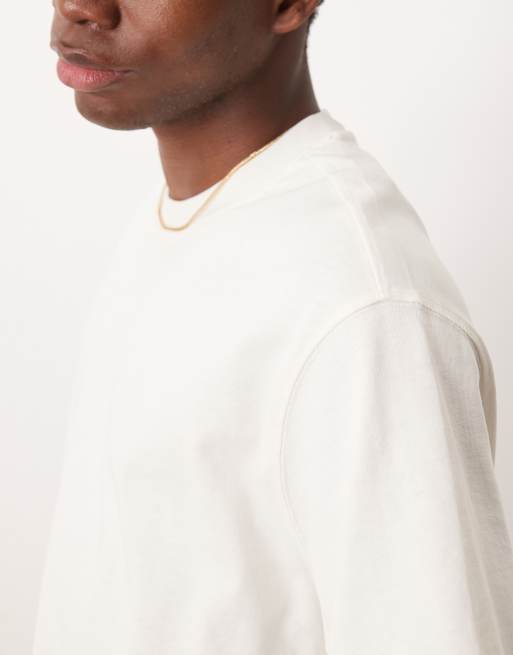 Mango – Kremowy bawełniany T-shirt o luźnym kroju, 4 z 4