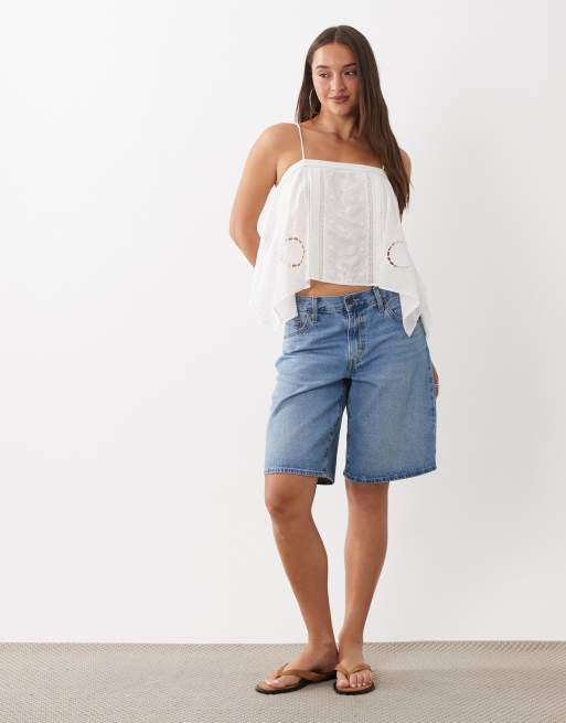 Mango – Kremowy zwiewny top bez rękawów w haftowany wzór, 3 z 4