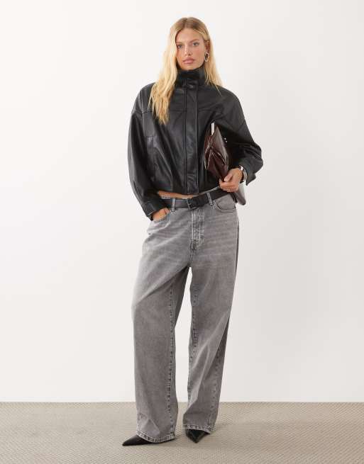 Mango Kunstlederjacke mit Stehkragen in Schwarz, 2 von 4