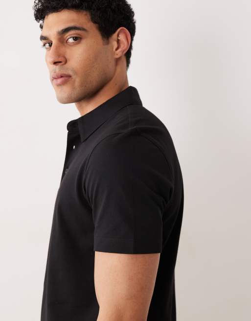 Mango – Kurzärmliges Polo-Oberteil aus Jersey in Schwarz mit Knopfleiste, 3 von 5