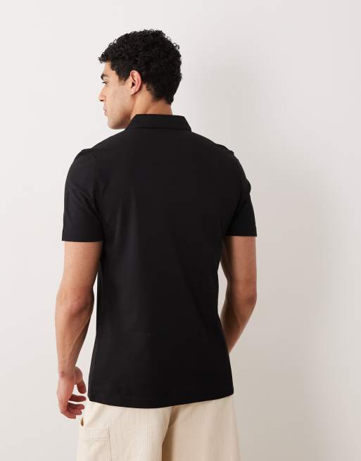 Mango – Kurzärmliges Polo-Oberteil aus Jersey in Schwarz mit Knopfleiste, 5 von 5