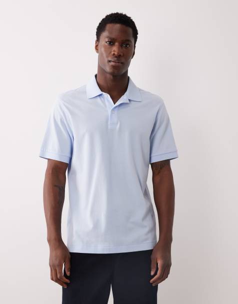 Mango – Kurzärmliges Polo-Oberteil aus reiner Baumwolle in Blassblau - view 1