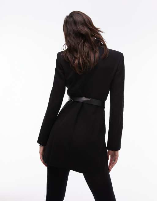 Mango – Kurzes Blazer-Wickelkleid in Schwarz mit Gürtel, 3 von 4