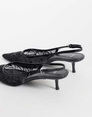 Mango Lorio Slingback Kitten Heel Pump In Black
