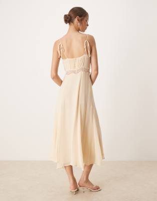 Mango Lace Detail Strappy Midi Dress