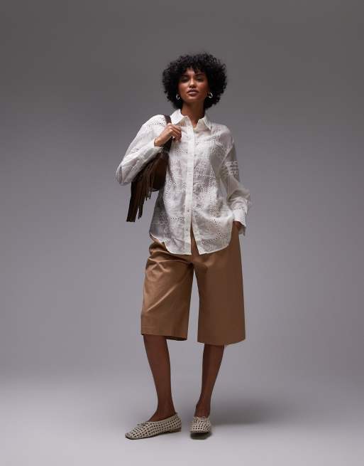 Mango lace embroidered shirt in white