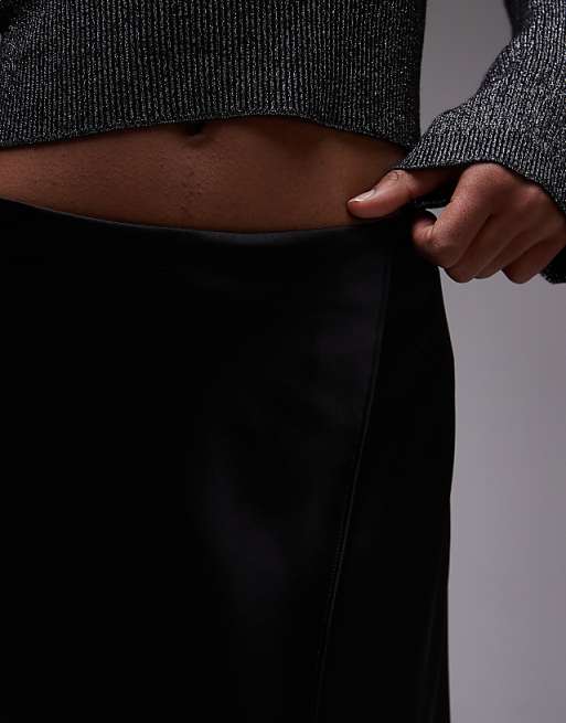 Mango lace hem wrap skirt in black | ASOS Mango lace hem wrap skirt in black | ASOS