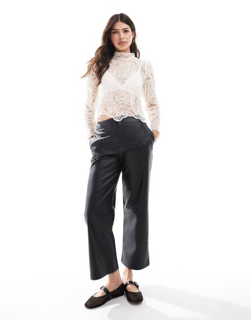 Lace High Neck Button Up Shirt (3 Colors) – Megoosta Fashion