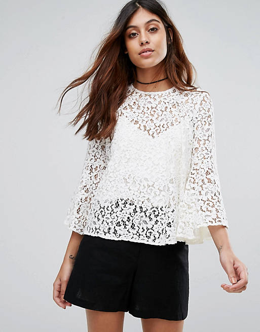 Mango Lace Top With Voluminous Sleeves | ASOS
