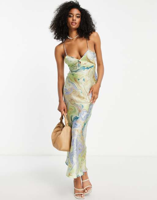 Mango satin floral dress sale