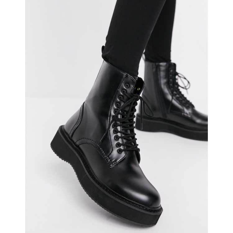 Mango white store lace up boots