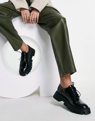 Mango lace up flat brogues in black - ASOS Price Checker