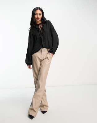 NA-KD pleated wide leg pants in beige - part of a set