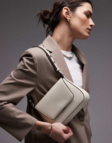 Mango – Lack-Schultertasche in Weiß - view 1