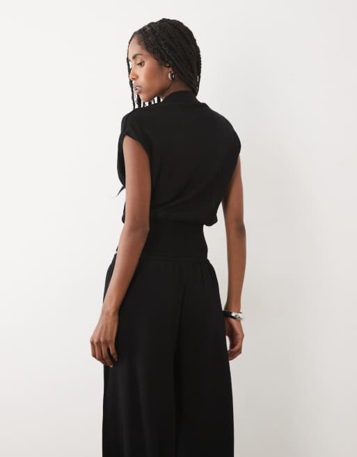Mango - Lalala - Top senza maniche nero con scollo ad anello in coordinato, 4 di 4