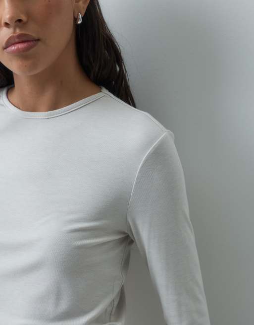 Mango Langarm-T-Shirt in Ecru, 3 von 4