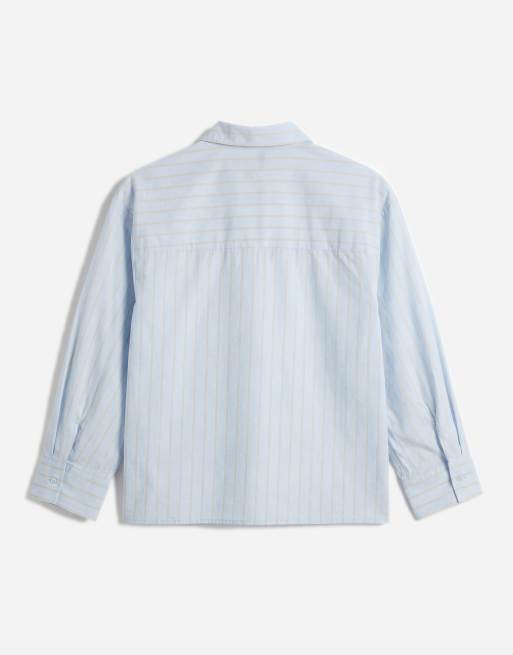 Mango – Langärmliges Hemd aus 100% Baumwolle in Pastellblau und Gelb gestreift, 6 von 7