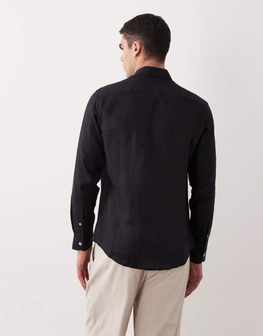 Mango – Langärmliges Hemd aus 100% Leinen in Schwarz, 4 von 5