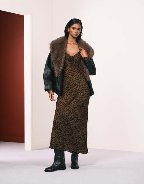 Mango – Langärmliges Maxikleid mit Leopardenmuster und Bindedetail - view 1