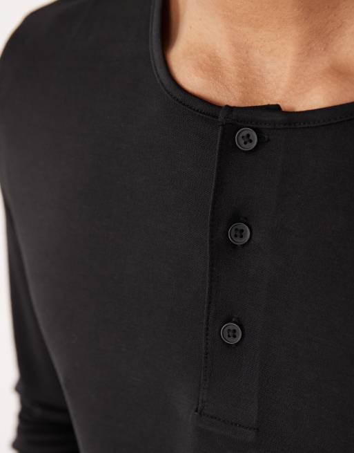 Mango – Langärmliges Shirt in Schwarz mit Knopfleiste, 2 von 5