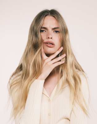 Mango - Langärmliges Strickoberteil in Beige mit Polokragen-Neutral