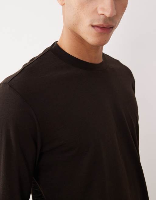 Mango – Langärmliges T-Shirt aus hochwertigem Wollmix in sattem Braun, 5 von 5