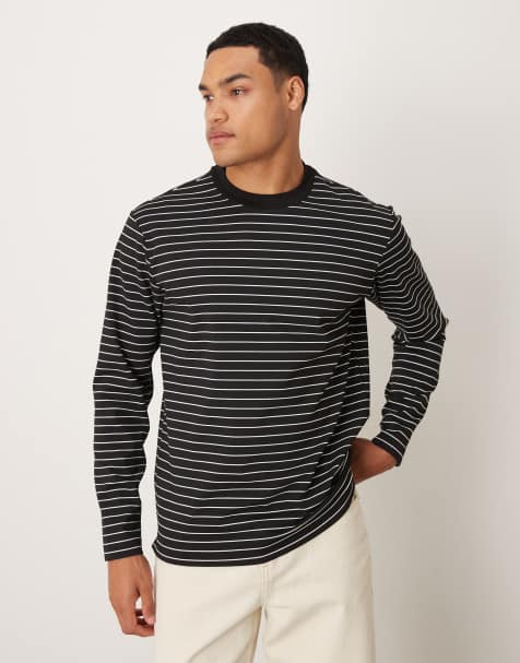 Mango – Langärmliges T-Shirt in gestreiftem Schwarz - view 1