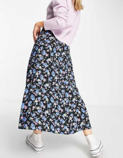 Profetie Keuze Gunst Mango - Lange rok met bloemen in zwart | ASOS