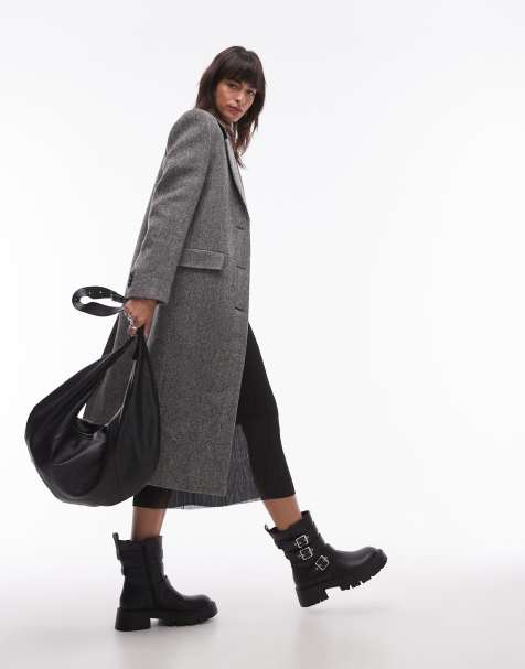 Mango – Langer Wollmantel in Grau - view 1