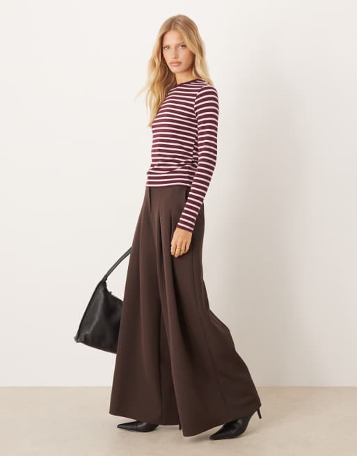 Mango - Langærmet T-shirt med lyserøde/bordeaux striber i bomuldsblanding, 2 af 4