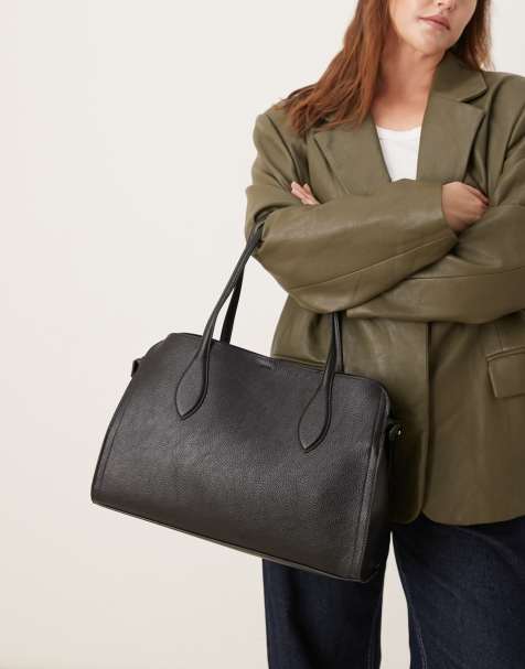 Mango large classic city bag in black - view 1