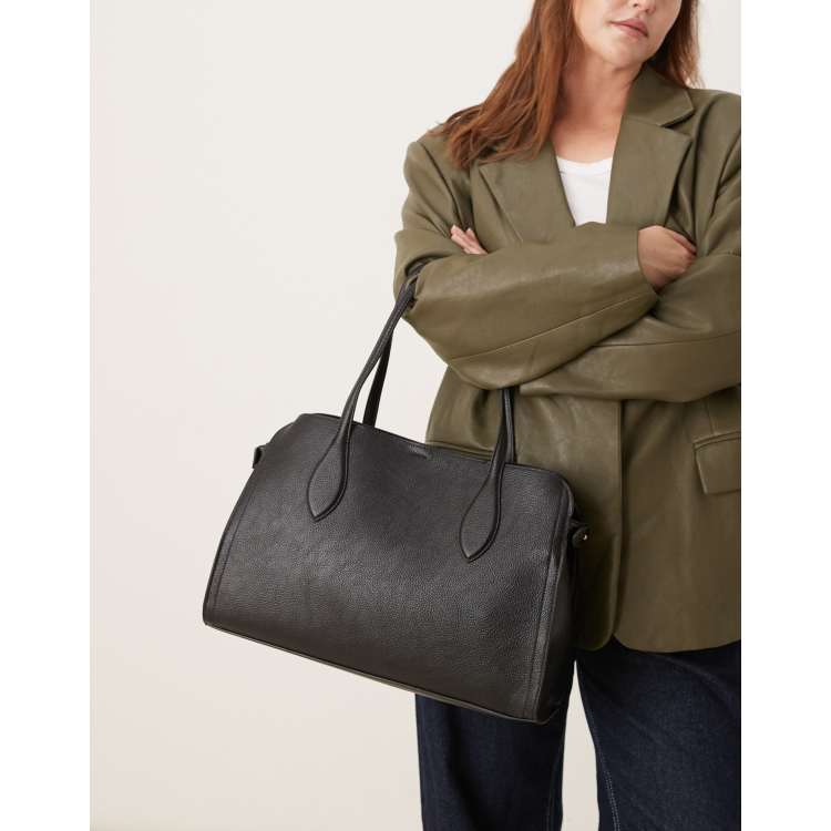 Sac à Main Mango Cuir Vintage - Style City Moto, Noir, Occasion Très Bon état