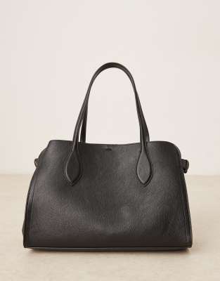 Mango Large Classic City Bag In Black