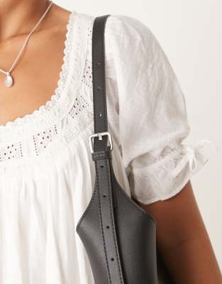 Mango Large Shoulder Bag With Adjustable Strap In Black