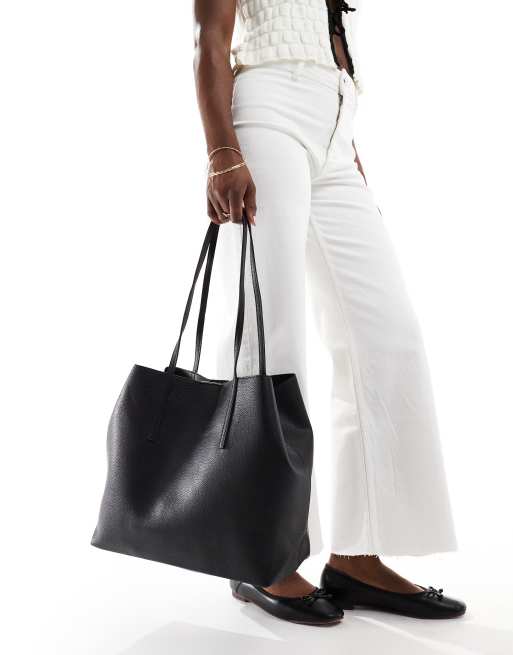 Mango large tote bag in black