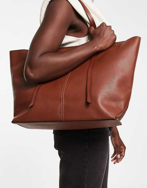 Mango large tote bag in brown