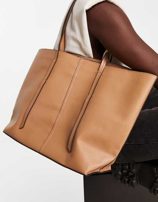 Mango large tote bag in camel