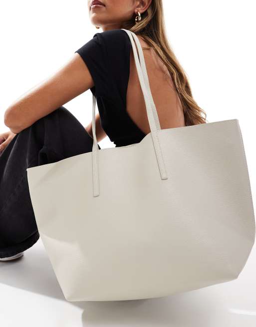 Mango large tote bag in off white ASOS