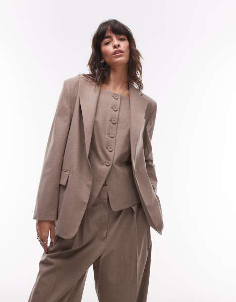 Mango – Lässig geschnittenes Set mit Blazer und Hose in Braun - view 1