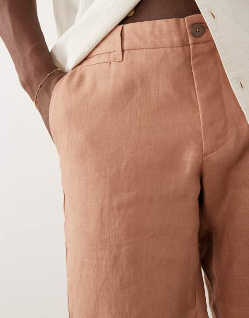 Mango – Laxrosa, smala shorts i 100% linne, 3 av 5