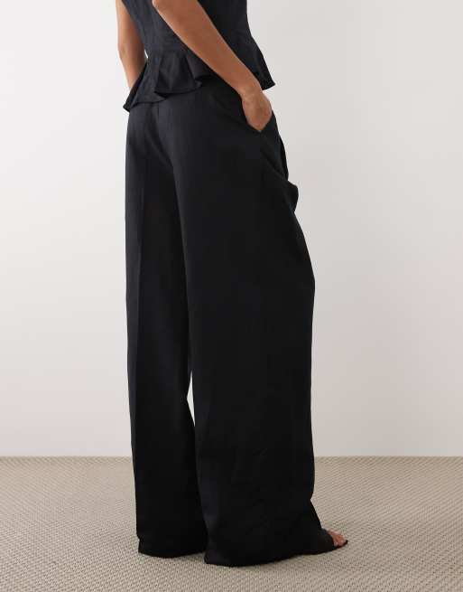 Mango Lbolga linen mix baggy trouser co-ord in navy, 5 of 5
