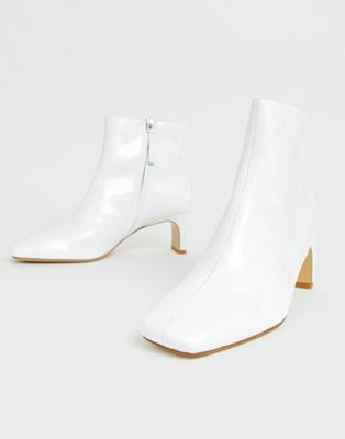 Mango leather ankle boot in White | ASOS