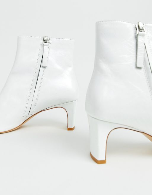 Mango leather ankle boot in White