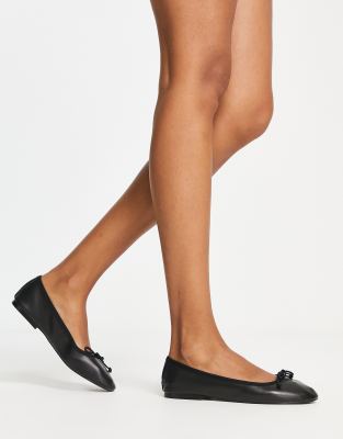 Mango  leather ballet flat in black