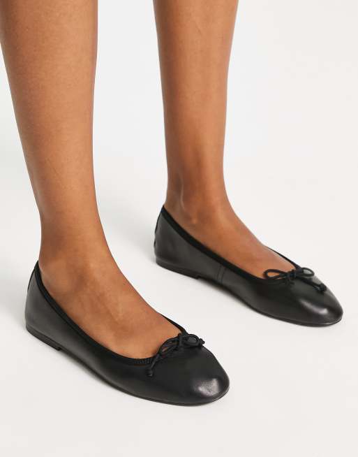 Black leather best sale ballet pumps